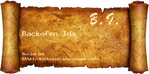 Backofen Ida névjegykártya